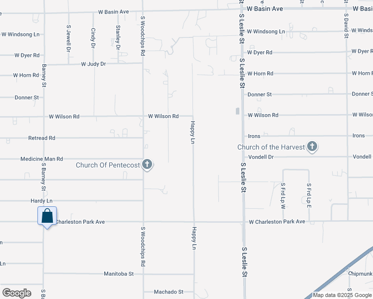 map of restaurants, bars, coffee shops, grocery stores, and more near 640 Happy Lane in Pahrump
