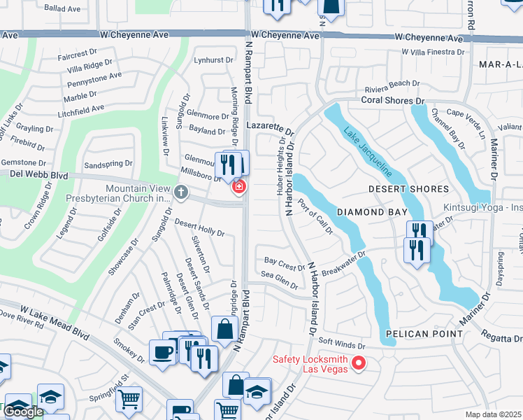 map of restaurants, bars, coffee shops, grocery stores, and more near 8420 Dry Cliff Circle in Las Vegas