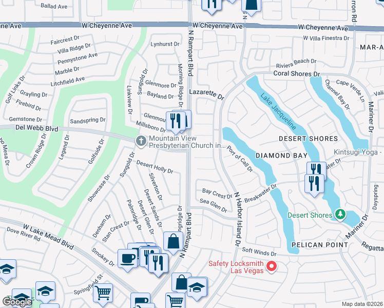 map of restaurants, bars, coffee shops, grocery stores, and more near 8432 Dry Cliff Circle in Las Vegas