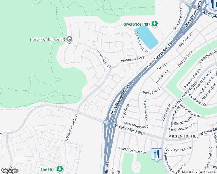map of restaurants, bars, coffee shops, grocery stores, and more near 2646 Iron Crest Lane in Las Vegas