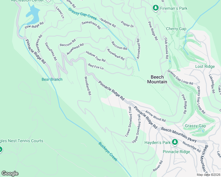 map of restaurants, bars, coffee shops, grocery stores, and more near 314 Pinnacle Ridge Road in Beech Mountain