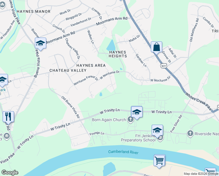 map of restaurants, bars, coffee shops, grocery stores, and more near 661 Walker Court in Nashville