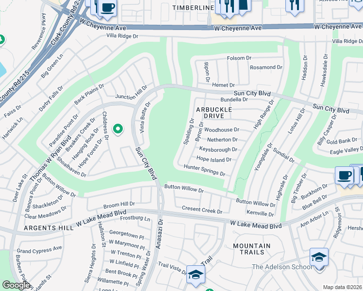 map of restaurants, bars, coffee shops, grocery stores, and more near 2701 Spalding Drive in Las Vegas
