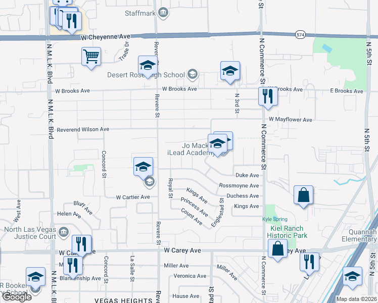 map of restaurants, bars, coffee shops, grocery stores, and more near 2725 Shield Street in North Las Vegas