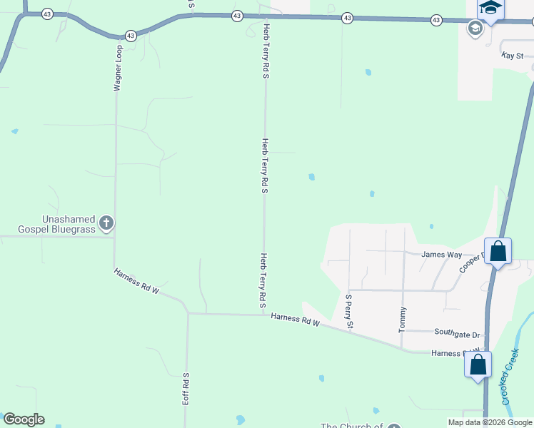 map of restaurants, bars, coffee shops, grocery stores, and more near 3621 Herb Terry Road South in Harrison