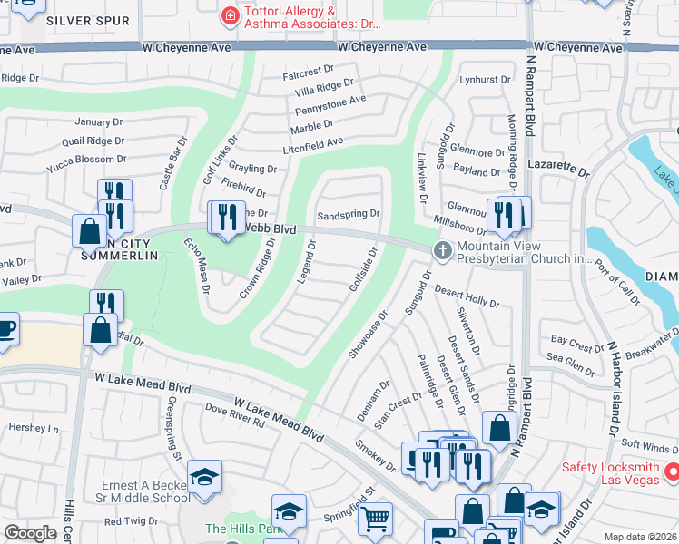 map of restaurants, bars, coffee shops, grocery stores, and more near 8917 Evening Star Drive in Las Vegas