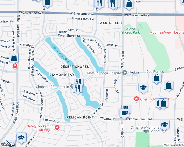 map of restaurants, bars, coffee shops, grocery stores, and more near 7905 Bridge Gate Drive in Las Vegas