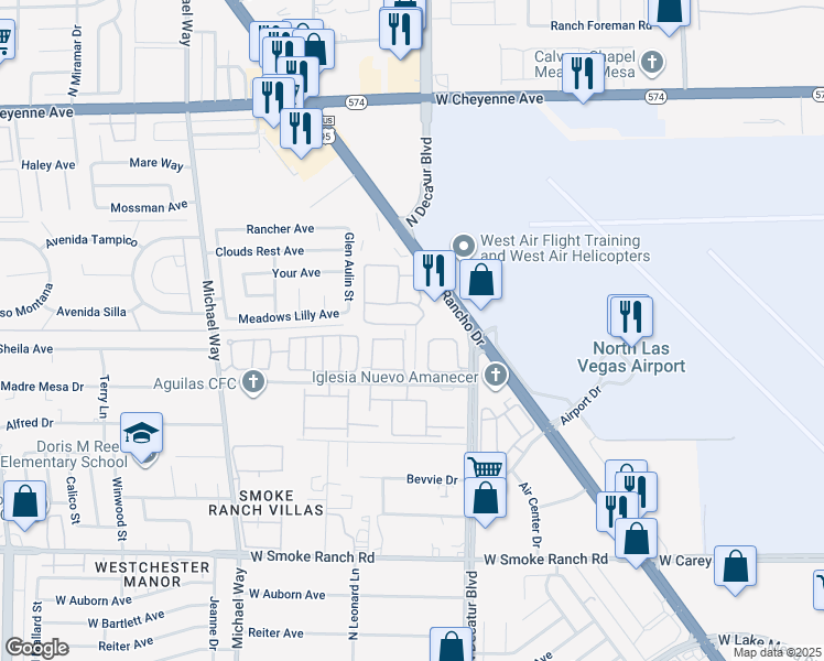 map of restaurants, bars, coffee shops, grocery stores, and more near 5008 Sublight Avenue in Las Vegas