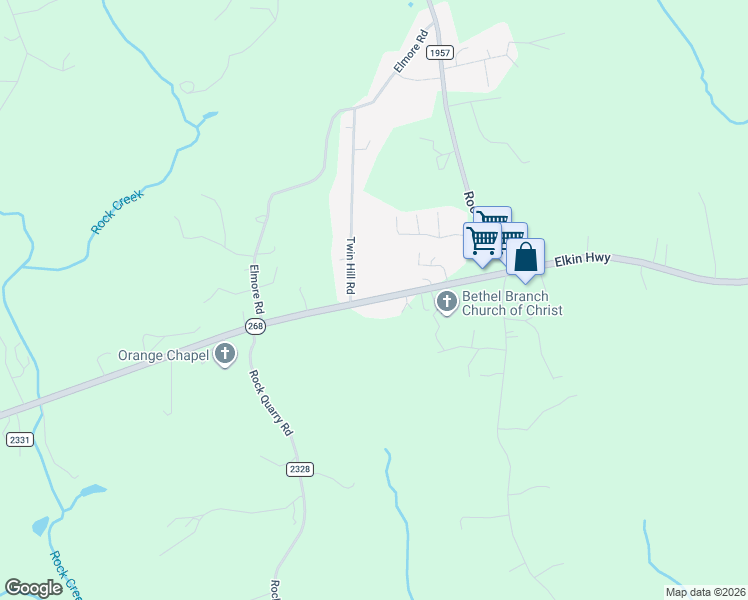 map of restaurants, bars, coffee shops, grocery stores, and more near 4627 Elkin Highway in North Wilkesboro