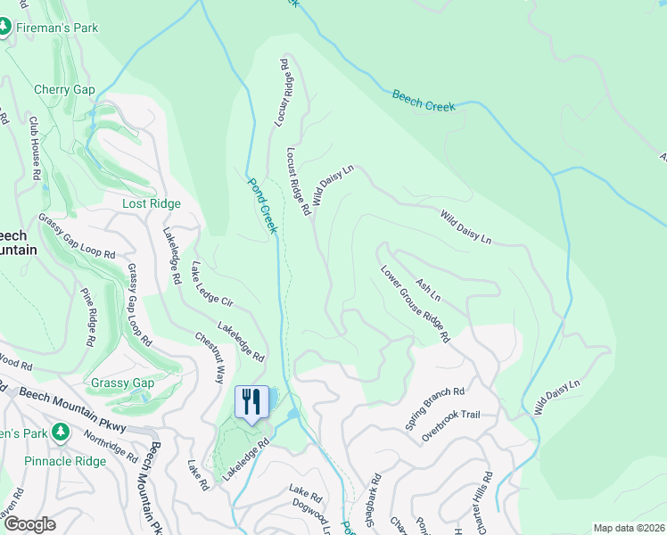 map of restaurants, bars, coffee shops, grocery stores, and more near 136 Locust Ridge Road in Beech Mountain