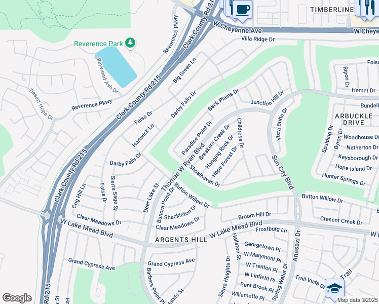 map of restaurants, bars, coffee shops, grocery stores, and more near 10721 Paradise Point Drive in Las Vegas