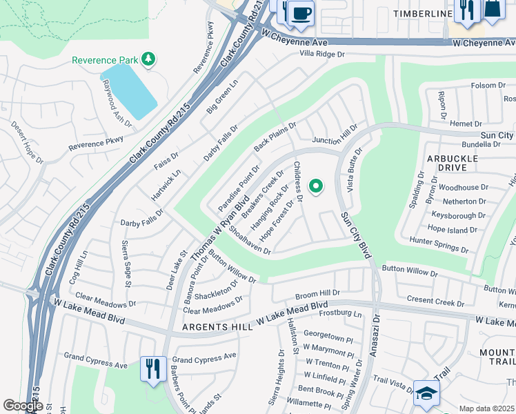 map of restaurants, bars, coffee shops, grocery stores, and more near 2700 Breakers Creek Drive in Las Vegas
