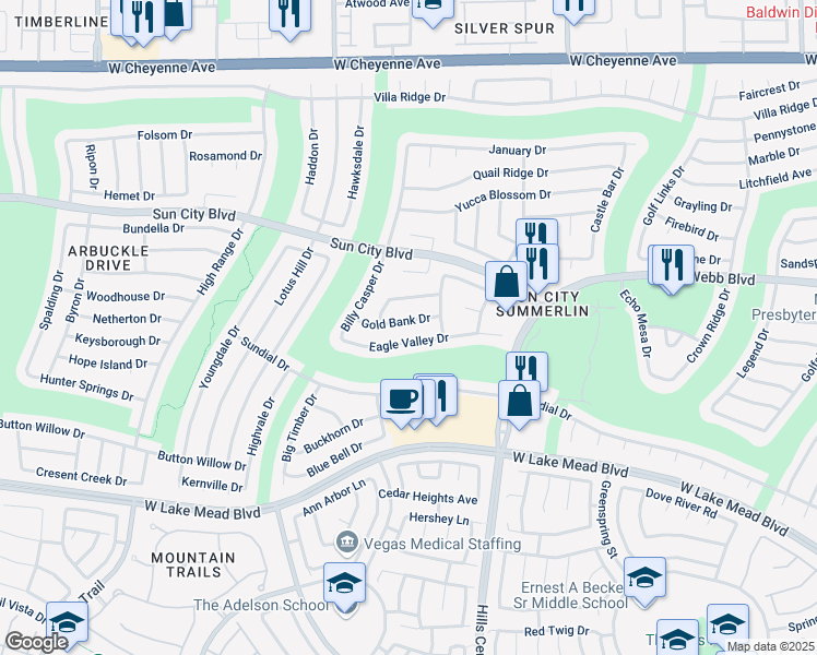 map of restaurants, bars, coffee shops, grocery stores, and more near 9537 Gold Bank Dr in Las Vegas