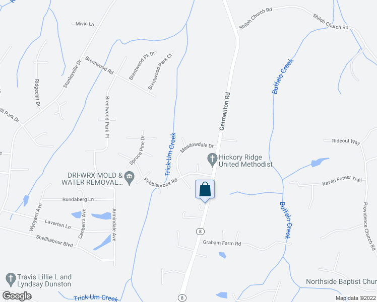 map of restaurants, bars, coffee shops, grocery stores, and more near 6085 Meadowdale Drive in Winston-Salem
