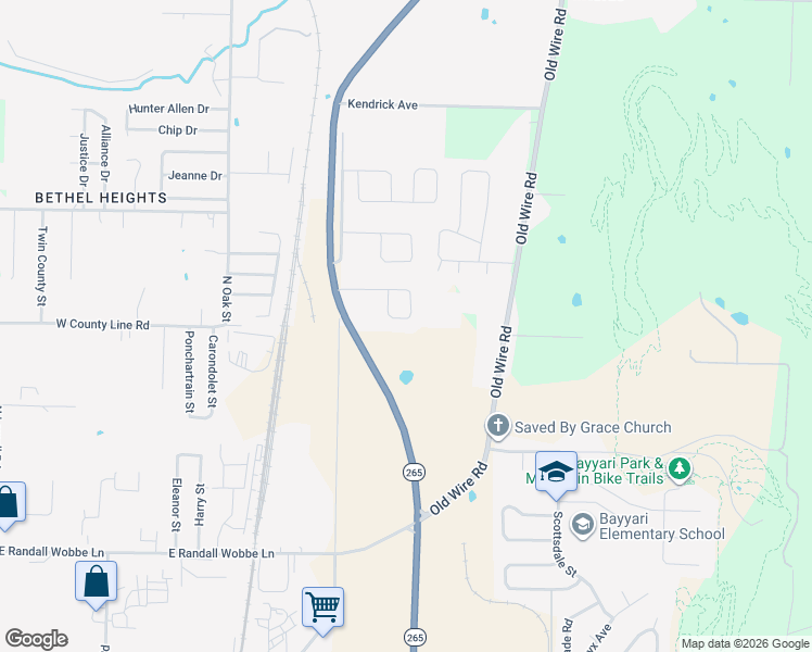 map of restaurants, bars, coffee shops, grocery stores, and more near 1290 Dove Loop in Springdale