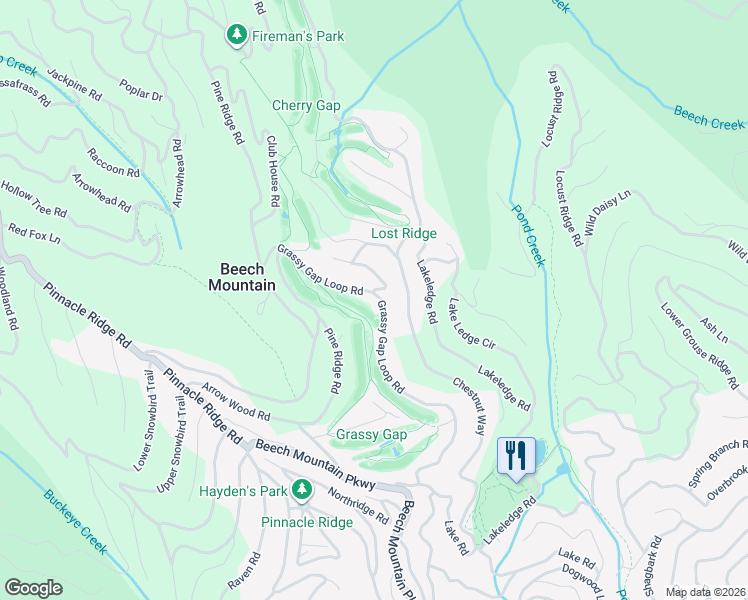 map of restaurants, bars, coffee shops, grocery stores, and more near 153 Grassy Gap Loop Rd in Beech Mountain