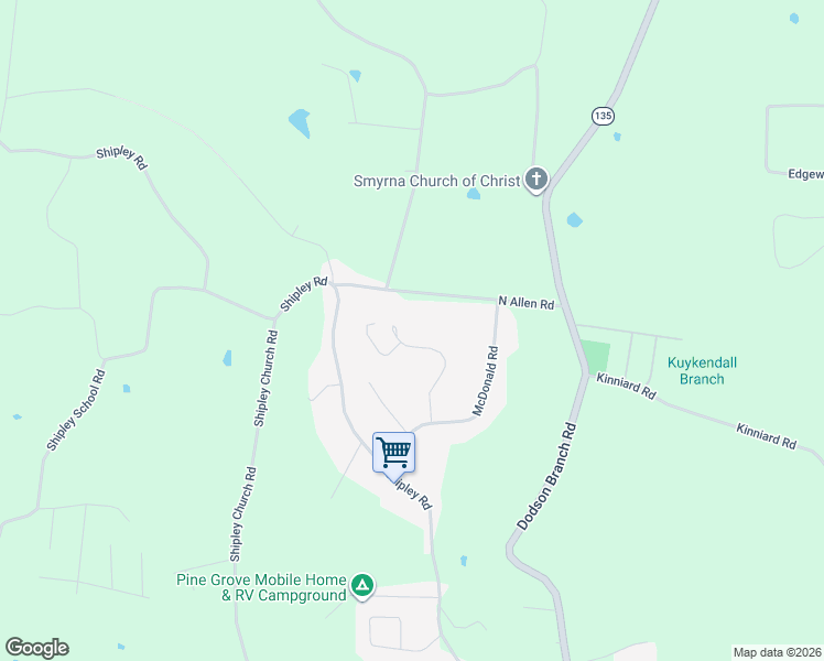 map of restaurants, bars, coffee shops, grocery stores, and more near 1073 McGregor Lane in Cookeville