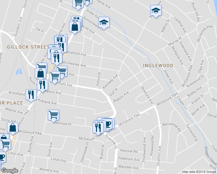 map of restaurants, bars, coffee shops, grocery stores, and more near 3506 Kennedy Avenue in Nashville