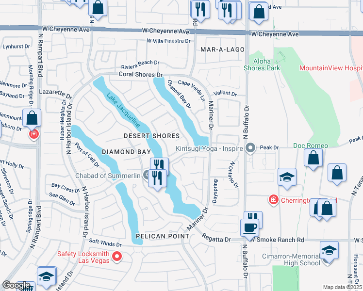 map of restaurants, bars, coffee shops, grocery stores, and more near 7908 Bridge Gate Drive in Las Vegas