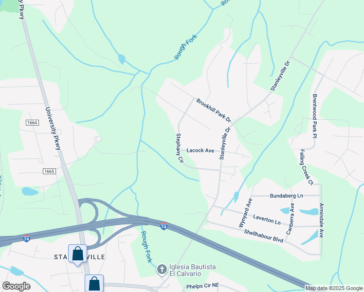 map of restaurants, bars, coffee shops, grocery stores, and more near 705 Lacock Avenue in Rural Hall