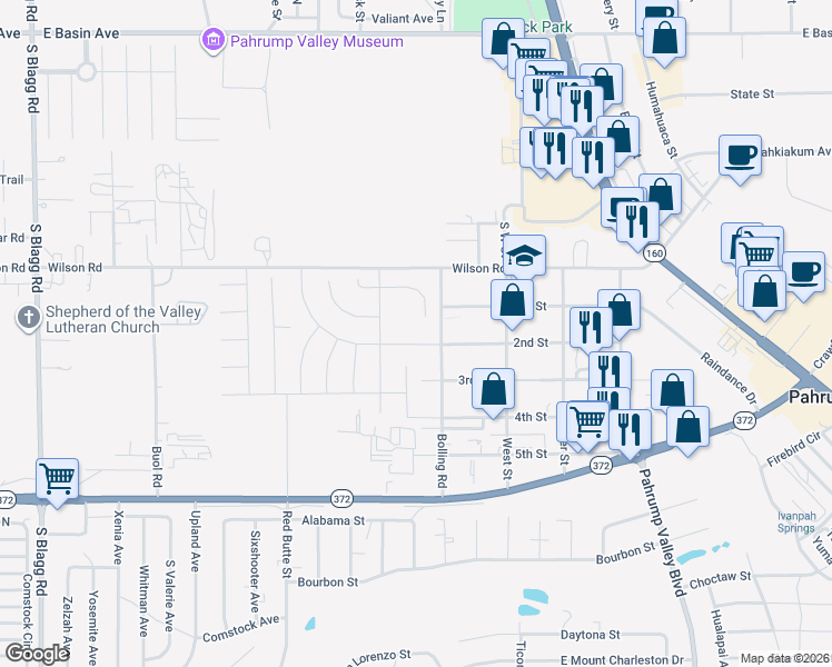 map of restaurants, bars, coffee shops, grocery stores, and more near 796 Makenna Rain Drive in Pahrump