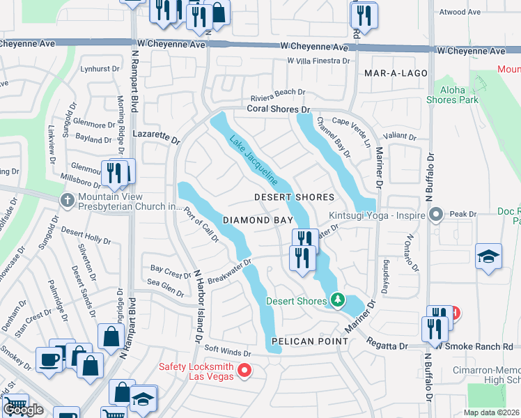 map of restaurants, bars, coffee shops, grocery stores, and more near 8113 Sapphire Bay Circle in Las Vegas