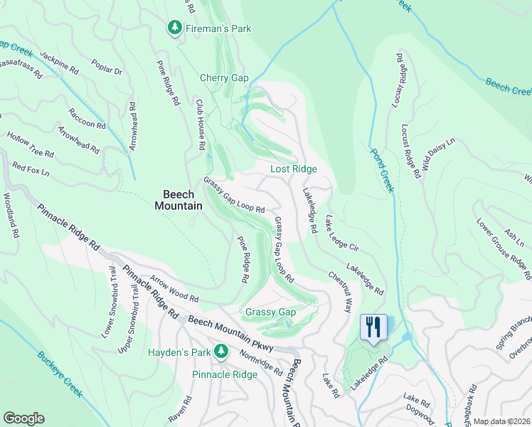 map of restaurants, bars, coffee shops, grocery stores, and more near 153 Grassy Gap Loop Road in Beech Mountain