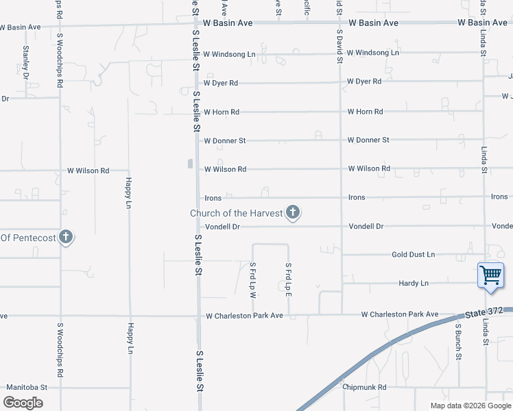 map of restaurants, bars, coffee shops, grocery stores, and more near 1801 West Irons Street in Pahrump