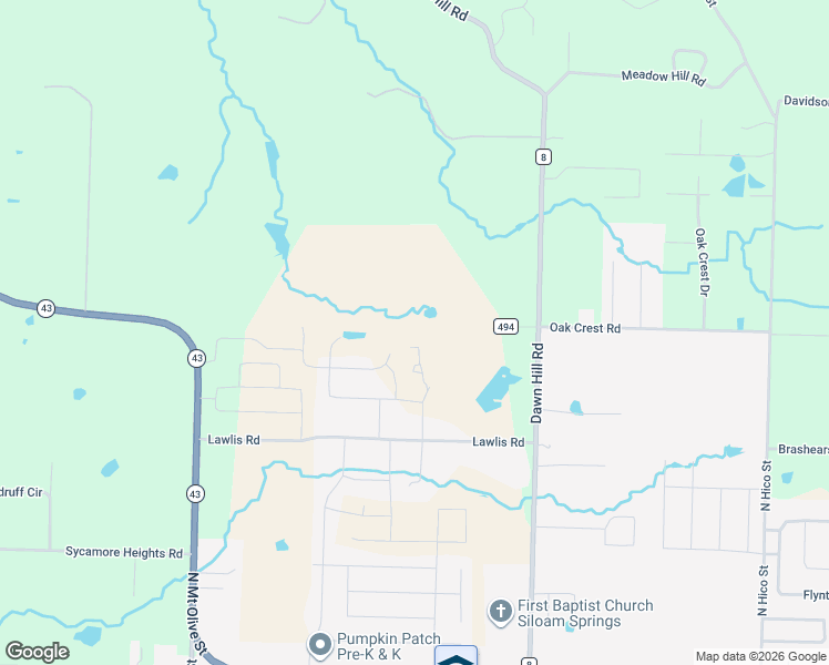 map of restaurants, bars, coffee shops, grocery stores, and more near 23006 Lawlis Road in Siloam Springs