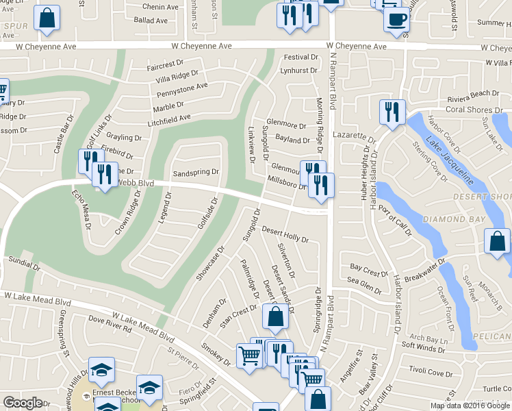 map of restaurants, bars, coffee shops, grocery stores, and more near 2769 Sungold Drive in Las Vegas