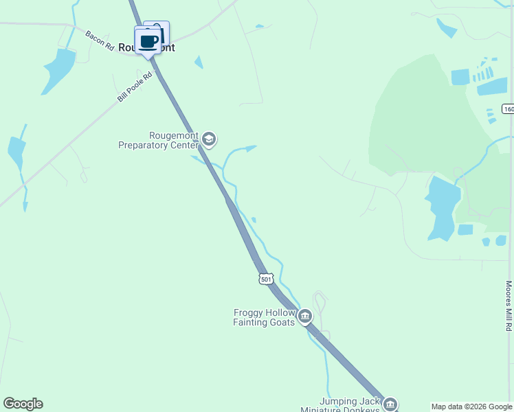 map of restaurants, bars, coffee shops, grocery stores, and more near 12210 North Roxboro Street in Rougemont