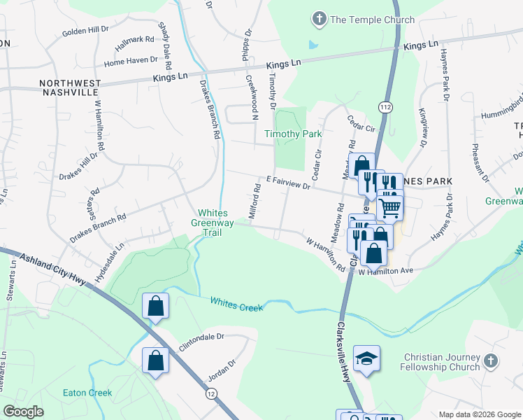 map of restaurants, bars, coffee shops, grocery stores, and more near 3806 West Hamilton Avenue in Nashville