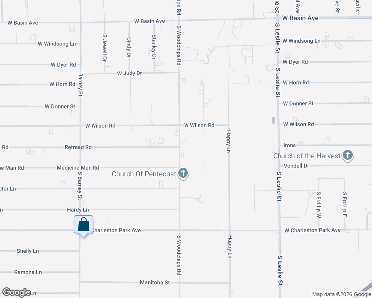map of restaurants, bars, coffee shops, grocery stores, and more near 641 South Woodchips Road in Pahrump