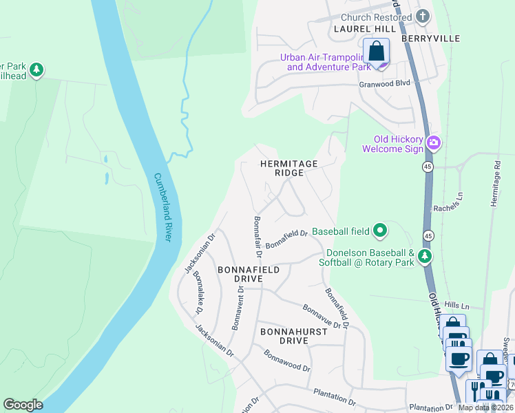 map of restaurants, bars, coffee shops, grocery stores, and more near 703 Linden Green Drive in Nashville