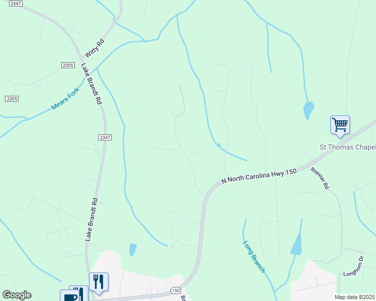 map of restaurants, bars, coffee shops, grocery stores, and more near 3004 High Meadows Court in Greensboro