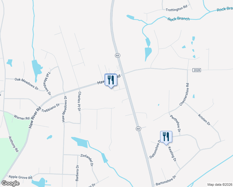 map of restaurants, bars, coffee shops, grocery stores, and more near North Carolina 68 in Oak Ridge