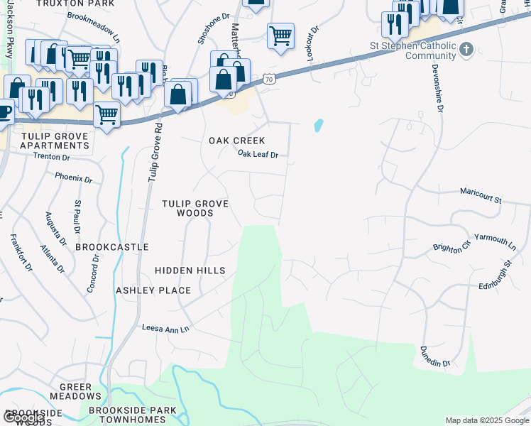 map of restaurants, bars, coffee shops, grocery stores, and more near 156 Dueler Drive in Nashville