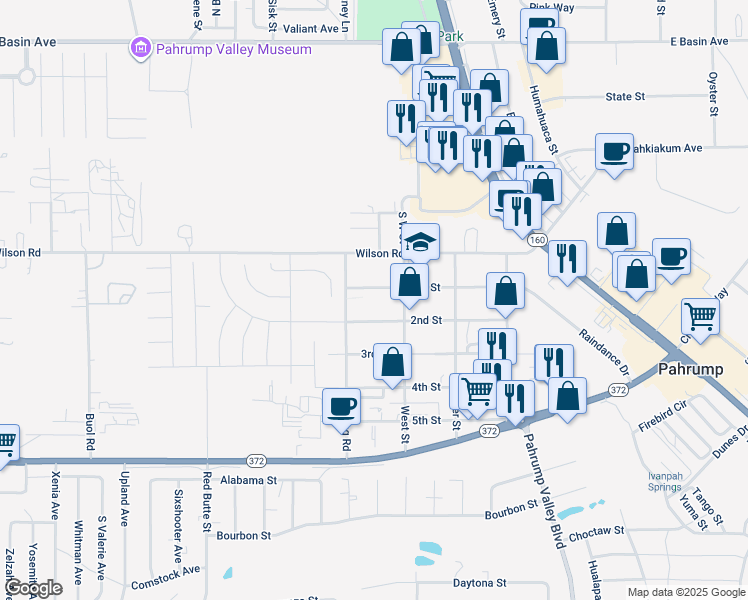 map of restaurants, bars, coffee shops, grocery stores, and more near 921 1st Street in Pahrump