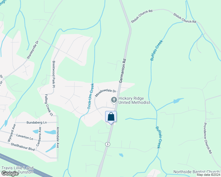 map of restaurants, bars, coffee shops, grocery stores, and more near 6130 Meadowdale Drive in Winston-Salem