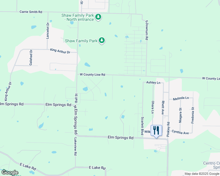map of restaurants, bars, coffee shops, grocery stores, and more near 1545 West County Line Road in Springdale