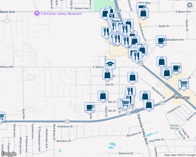 map of restaurants, bars, coffee shops, grocery stores, and more near 551 South Bolling Road in Pahrump