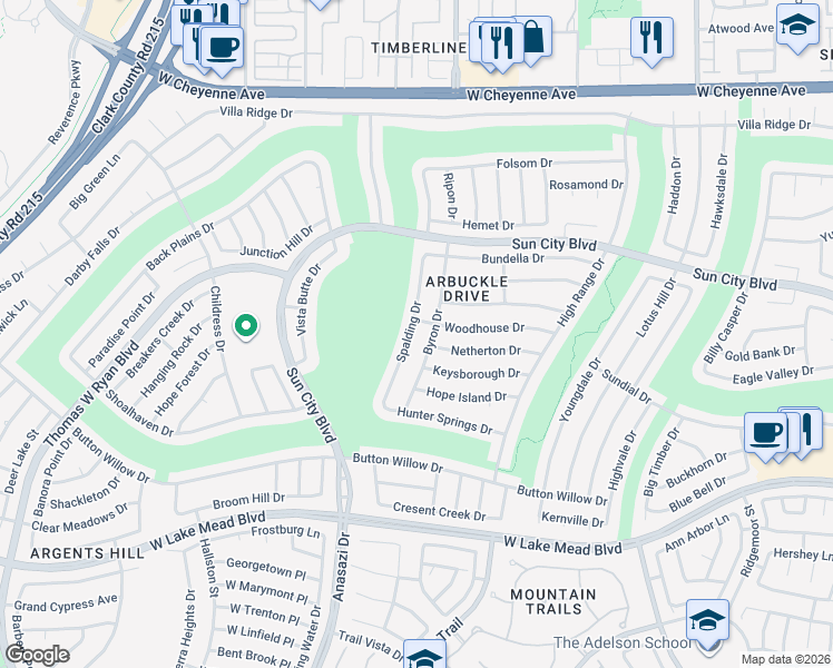 map of restaurants, bars, coffee shops, grocery stores, and more near 2720 Spalding Drive in Las Vegas