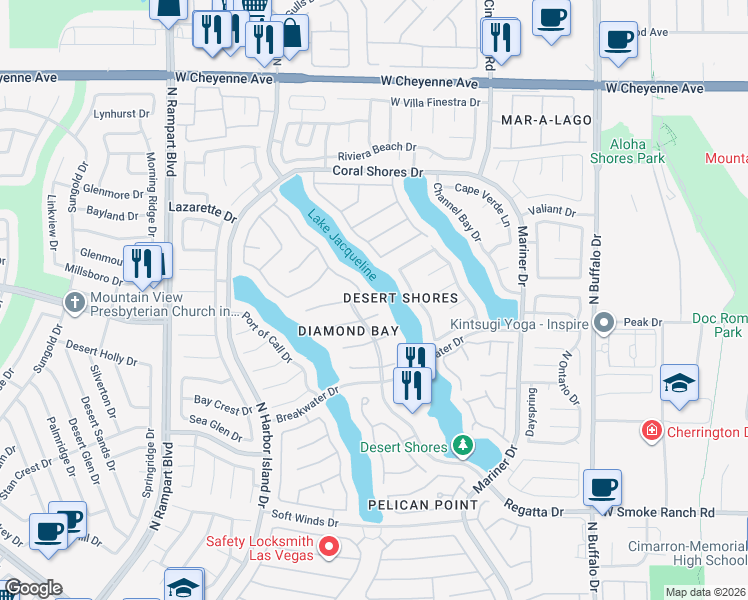 map of restaurants, bars, coffee shops, grocery stores, and more near 2800 Sterling Cove Drive in Las Vegas