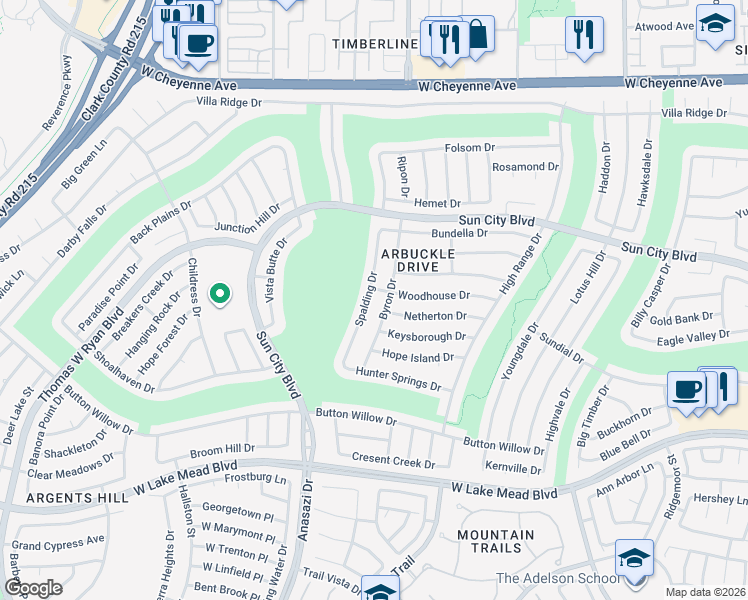 map of restaurants, bars, coffee shops, grocery stores, and more near 2720 Spalding Drive in Las Vegas