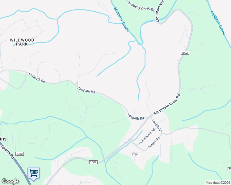 map of restaurants, bars, coffee shops, grocery stores, and more near Cartpath Road in North Wilkesboro