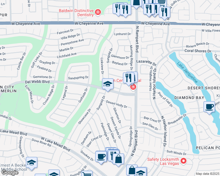 map of restaurants, bars, coffee shops, grocery stores, and more near 8613 Willowrich Drive in Las Vegas