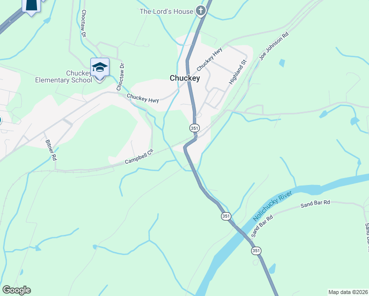 map of restaurants, bars, coffee shops, grocery stores, and more near Tennessee 351 in Chuckey