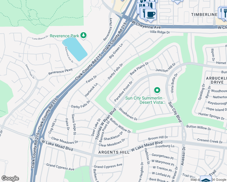map of restaurants, bars, coffee shops, grocery stores, and more near 10712 Back Plains Drive in Las Vegas