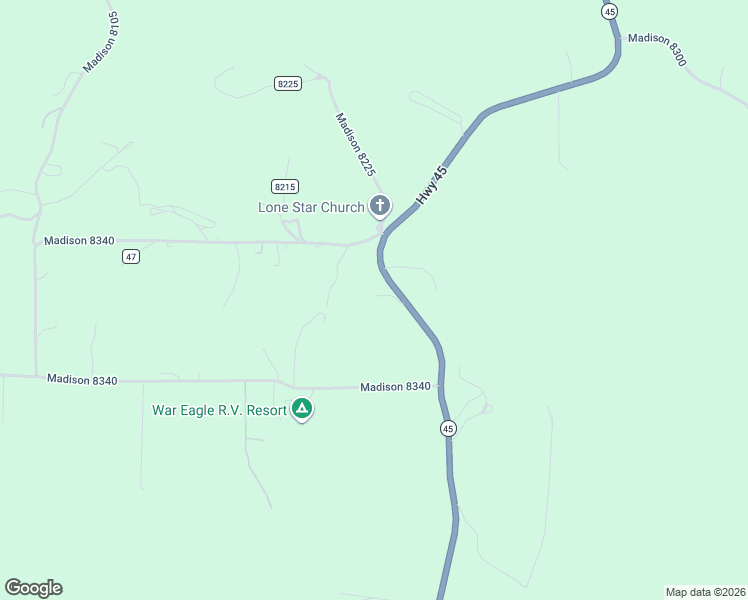 map of restaurants, bars, coffee shops, grocery stores, and more near 9235 State Highway 45 in Hindsville