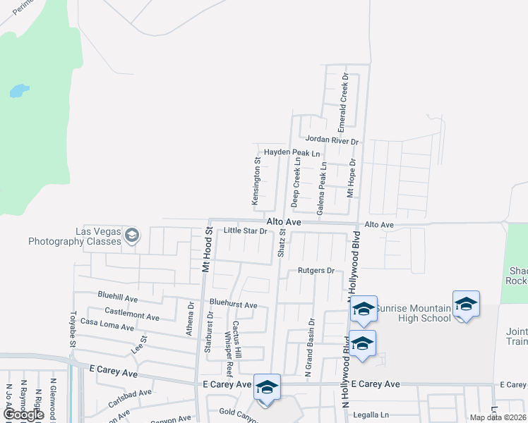 map of restaurants, bars, coffee shops, grocery stores, and more near Kressler Avenue in Sunrise Manor